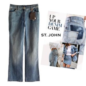 ST. JOHN SPORT FADED DENIM STRAIGHT LEG BLUE JEANS SZ 6 $225 NWT